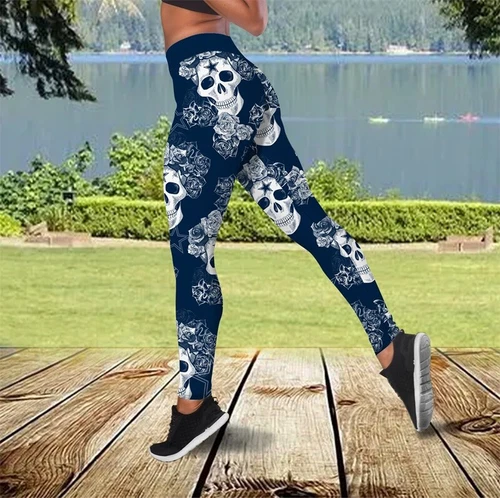 Dallas Football Gym Yoga Pants, Cowboys Football Legging, Cowboys Skull Team Football Legging