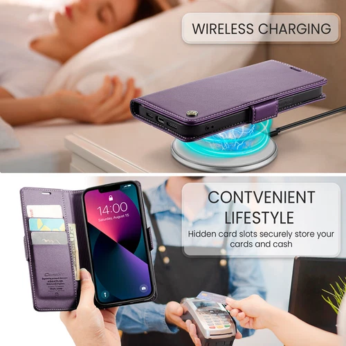 Pour iPhone 16/15/14/13/12/11 Pro Max Etui Portefeuille en Cuir Porte Carte - Zdjęcie 10 z 45