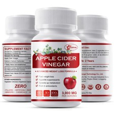   Apple Cider Vinegar Capsules - 3000mg with The Mother ACV Vegan Keto Pills
