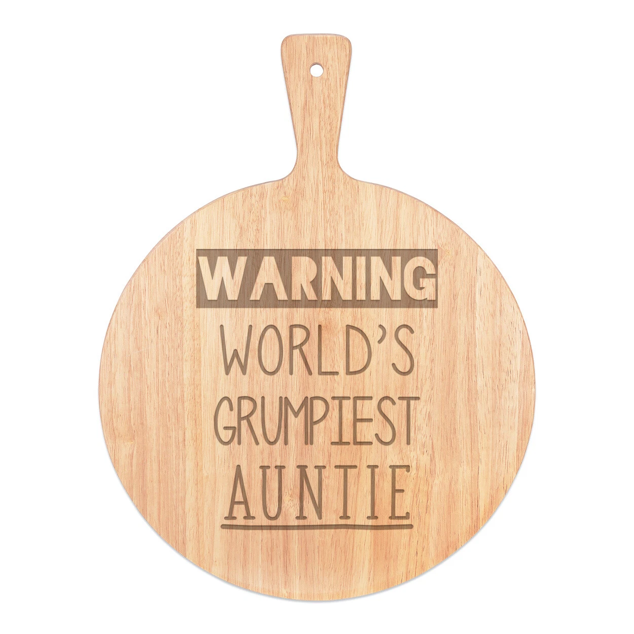 Warning World's Grumpiest Auntie Pizza Board Paddle Wooden Awesome Best