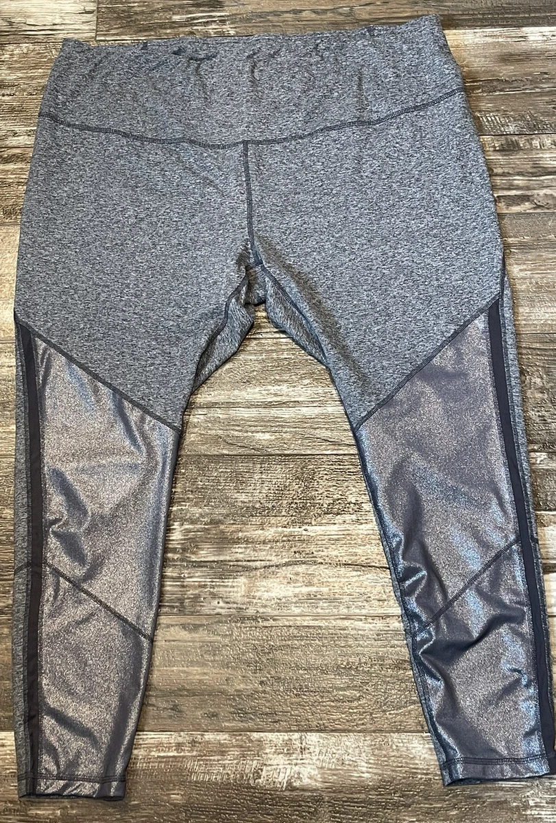 MTA Sport Gray Sparkle Pull on Cropped Active Legging Pants Size 3X Womens