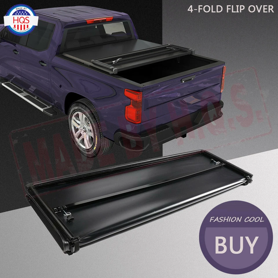 4-Fold 6.5ft Tonneau Cover Soft Bed For 2014-2019 Ford F150 F-150 Super Crew Cab Foto 2 de 4