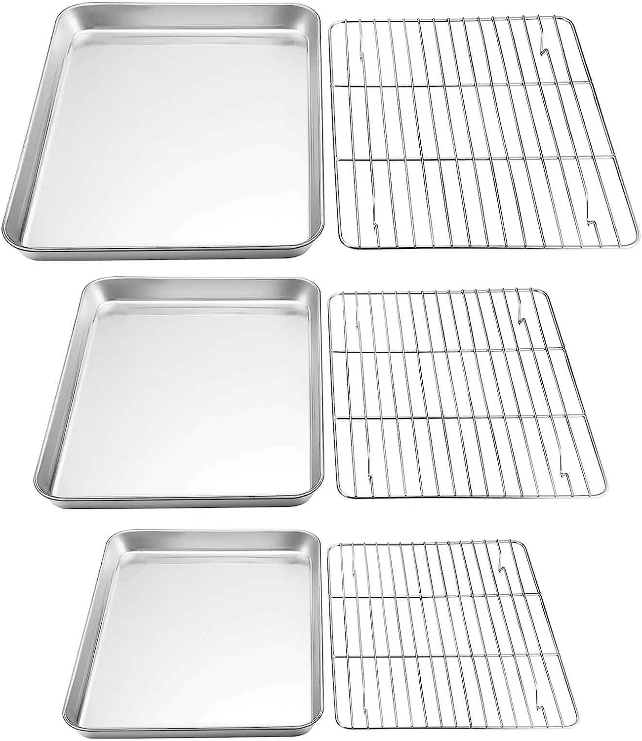 Baking Sheet with Rack Set Stainless Steel Cookie Sheet Baking Pans 6 Pieces
Opens in a new window o