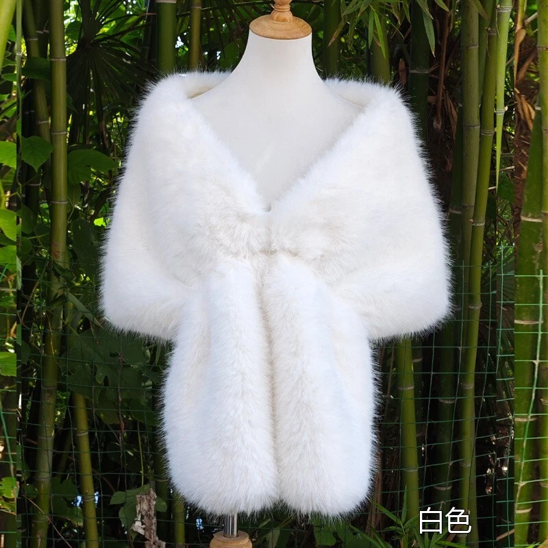 Mujeres Invierno Imitación Piel Chal Abrigo Chal Estola Envoltura Bufanda Capa Capa Prendas para el torso Cálido Foto 4 de 4