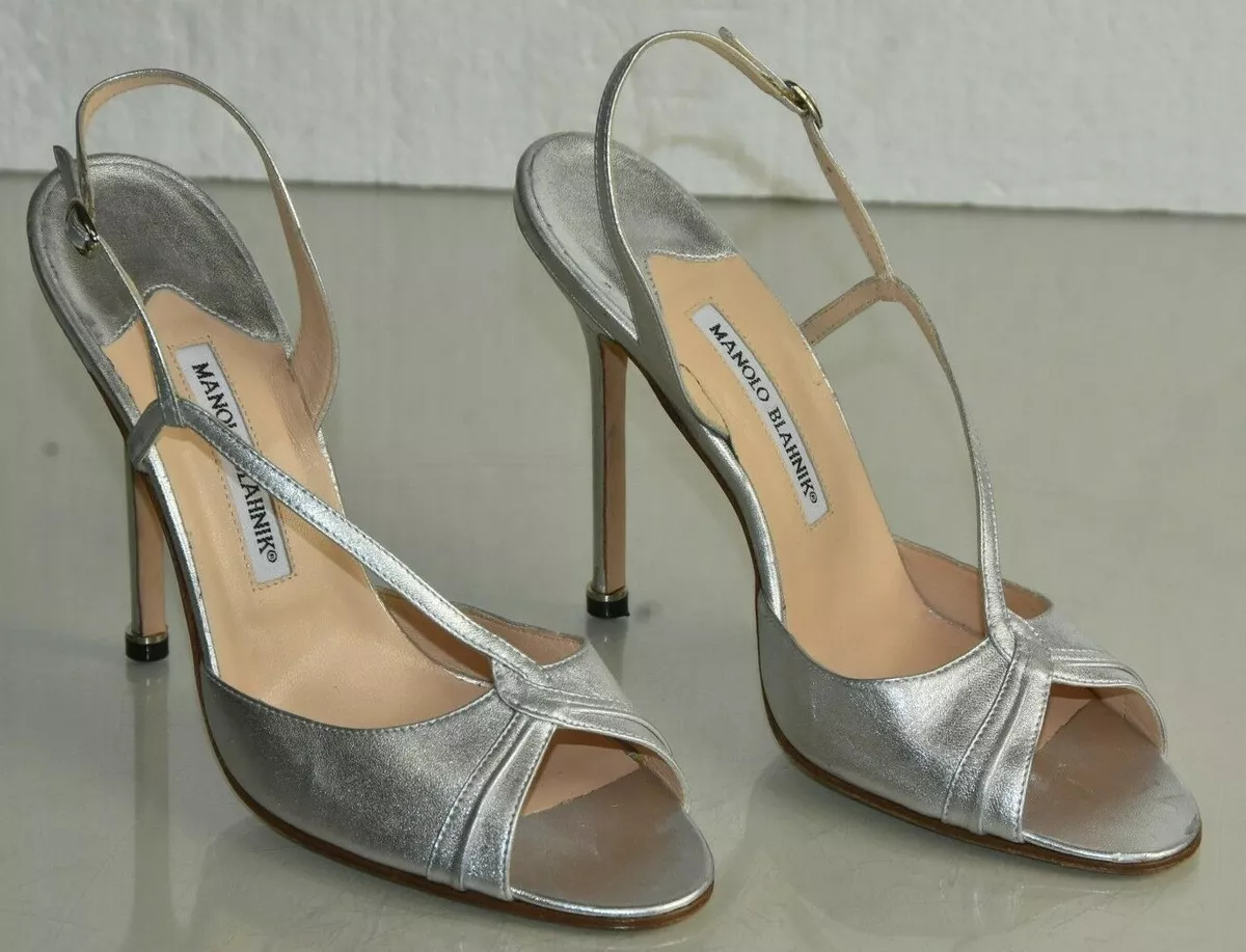 Manolo blahnik sales silver heels