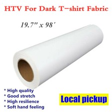 USA 19.7" x 98ft White Color Eco-Solvent Printable Heat Transfer Vinyl Roll HTV