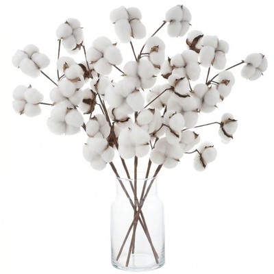 10 Heads Dried Cotton Stems 20.47In Farmhouse Style Artificial Flower Filler ...