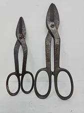 Vintage 10" And  8.5 "  Metal Cutting Tin Snips Sheet Drop Forged 