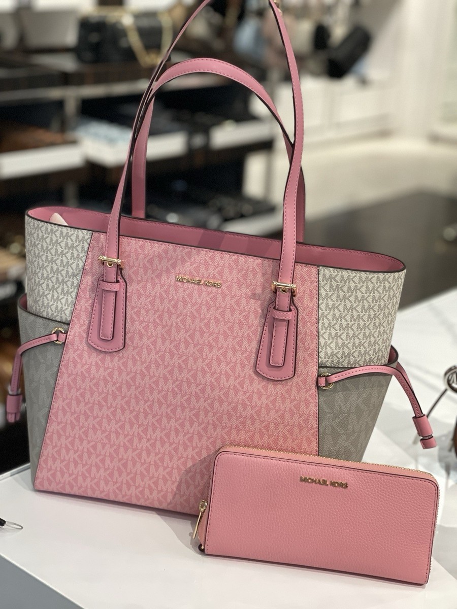 Set MICHAEL KORS Voyager Large Color-Block Signature Logo Tote Bag