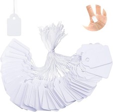 500 Small Hang Price Tags With String White Card Labels For Retail Jewellery