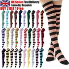 High Over the Knee Socks Long Plain Striped Thigh High OTK Socks UK SIZE 4-6