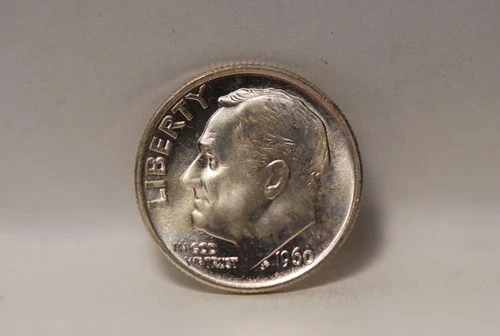 USA, 1960-P Roosevelt Dime, KM195, silver, .0723oz., BU+, NR, 1-9