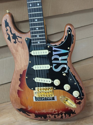 #ad #ad ST Style SRV Make old Electric Guitar 3S Pickups Black Fingerboard Gold Hardware $279.00