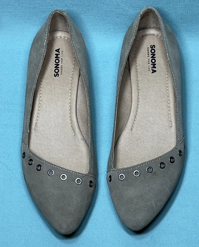 Zapatos de tacón plano sin cordones de gamuza gris Sonoma para mujer talla 8,5 medianos Foto 2 de 4