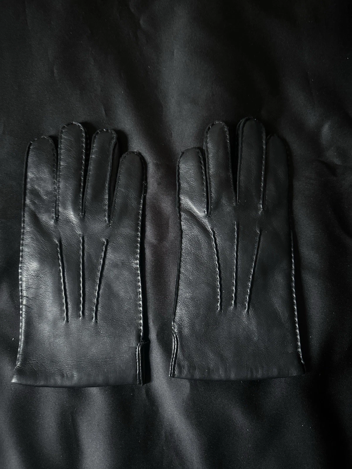Bruno Magli Men's Large Black Leather Gloves Cashmere Lined Luxury Dress Gloves