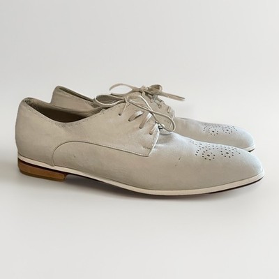 Dear Frances Oxfords 38 White Nuebuck Leather Soft Lace Up Italy