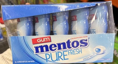 Mentos Pure Fresh Sugar-Free Chewing Gum Xylitol Fresh Mint (Bulk Pack of 10).,