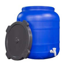 Fixkraft Fass 150l mit Deckel & Hahn|blau|Weithalsfass lebensmittelecht Camping