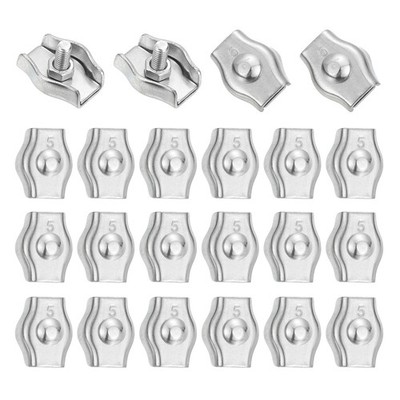 22 PCS M5 304 Stainless Steel Single Wire Rope Clips Fits 4mm to 4.5mm Dia