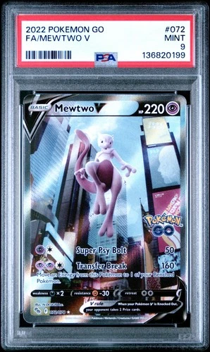 Pokémon GO Mewtwo V 072/078 Full Art Ultra Rare Holo PSA 9 2022