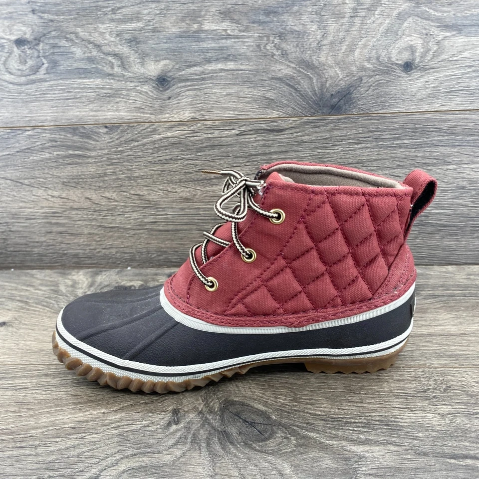 Bota de pato acolchada roja media Eddie Bauer Hunter Pac para mujer talla 7 negra coral rosa Foto 2 de 4