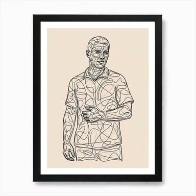Zeichnung eines Mannes Kunstdruck gerahmt Wandbild Poster Leinwanddruck Bild
