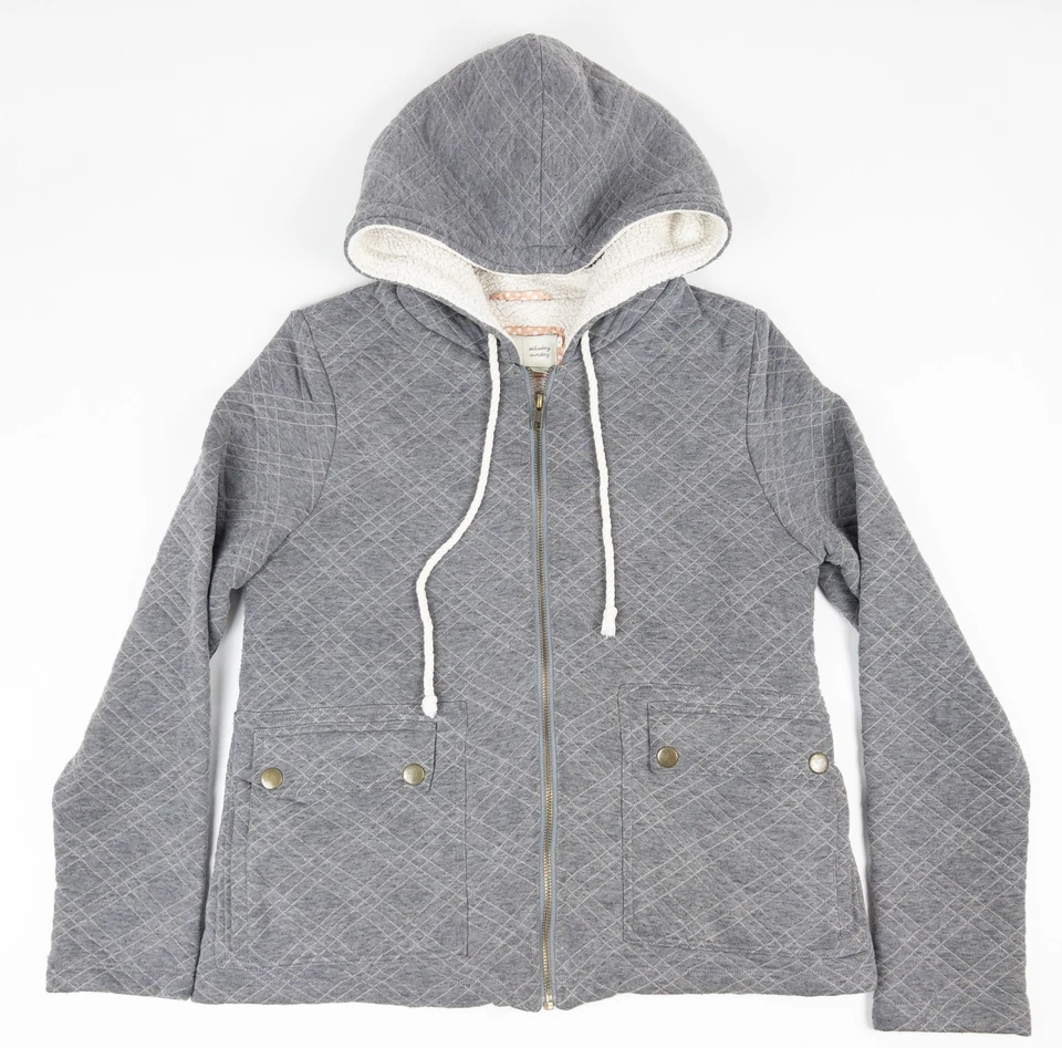 Saturday Sunday Anthropologie Sherpa Lined Jacket Women's Small Gray Hooded - Image 2 of 4