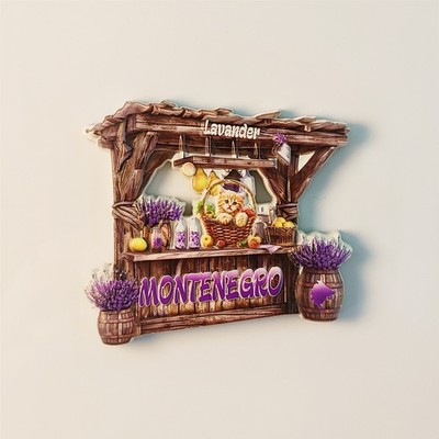 Montenegro Lavender Cat Booth Tourist Souvenir 3D Resin Fridge Magnet Craft Gift