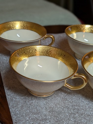 Juego de 5 tazas de té Lenox Westchester M139 oro sello hueso China de colección MCM hechas en EE. UU. - Imagen 4 de 13