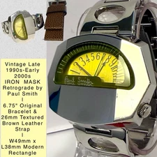 Vintage IRON MASK Retrograde | 49mm Silvertone 6.75" Bracelet | PAUL SMITH Watch