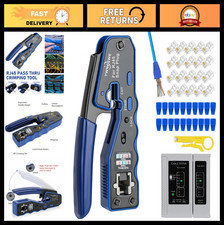 Ethernet Crimp Tool Kit - Pass Thru RJ45 Crimper for Cat5e Cat6 Cat6a, Tester In