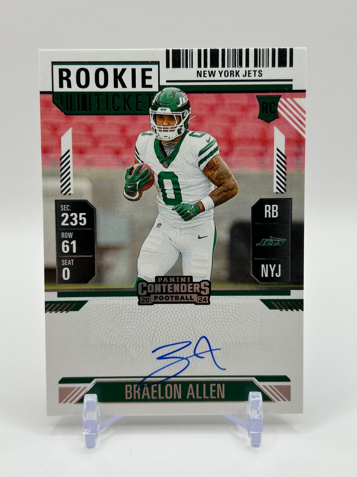 2024 Panini Contenders Braelon Allen RC Rookie Ticket Auto #115 New York Jets
