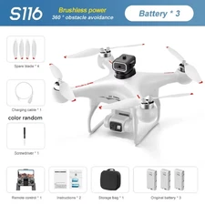 S116 MAX Drone Professional with 3 Batteries 8K Dual Camera Optical Flow Brushle