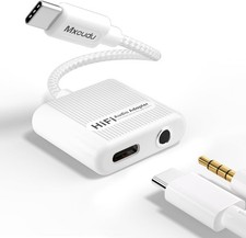 USB C to 3.5mm Audio Adapter and Charger 2 in 1 USB C to Aux Headphone Dongle wi