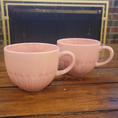 IKEA Strimmig Pink Coffee Mug Tea Cup Ceramic 12oz Set Of 2
