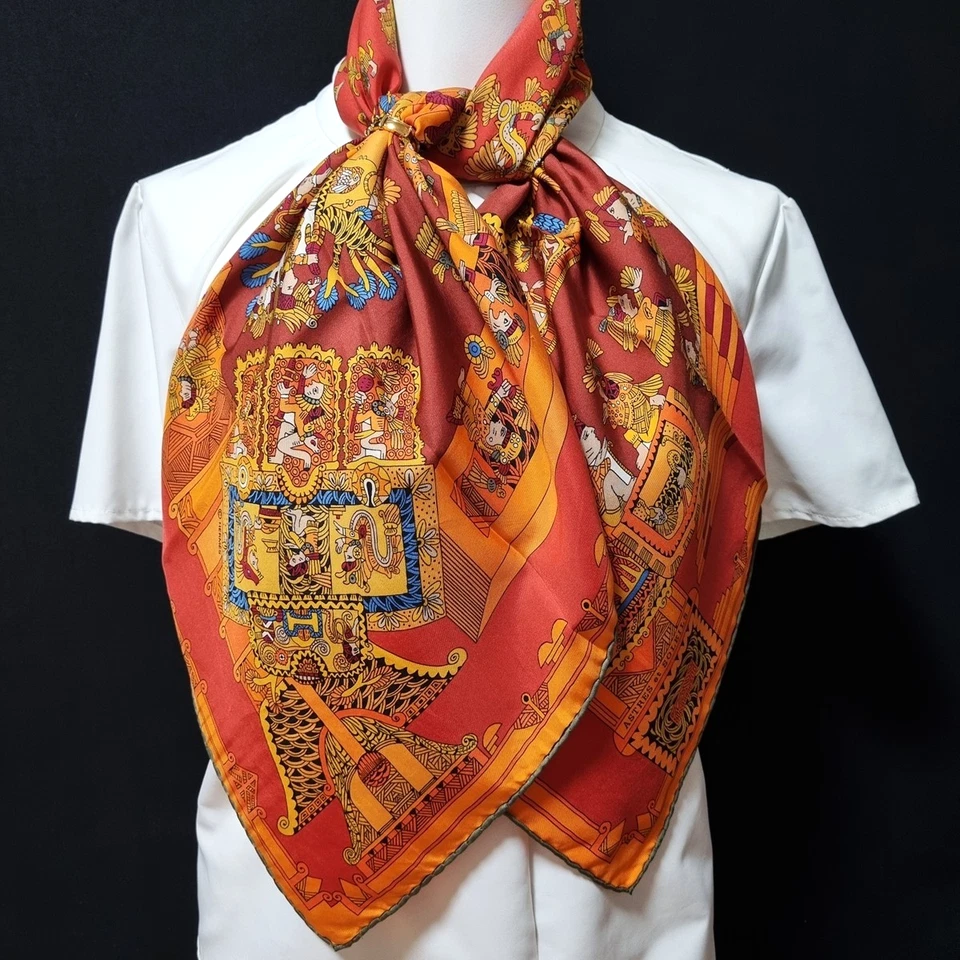 RARO VINTAGE HERMES Bufanda de Seda "Astres et Soleils" Carre 90 Libre de Impuestos EE. UU. Foto 2 de 4