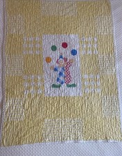 Vtg Baby Quilt Clown Cotton 32 X 40  