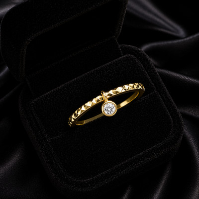 Edelstein Charm Hänger Ring 9 kt Gelbgold gepunzt Größen J - R British Made