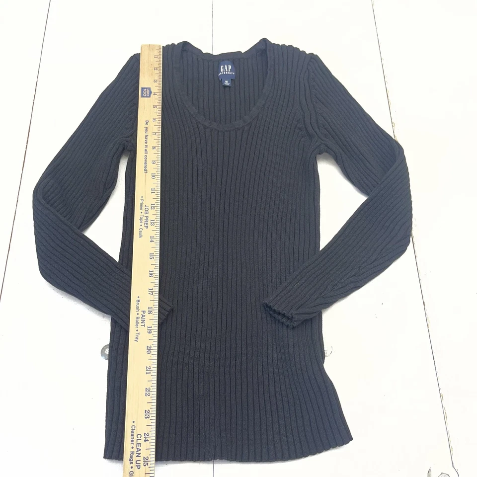 GAP Maternity Sweater Womens Medium Black Ribbed Knit Scoop Neck Long Sleeve - Image 4 of 4