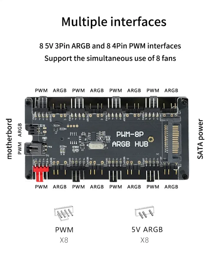 8 RGB / ARGB Strip Fan Controller Hub Splitter for Desktop Computer PC AURA SYNC - Image 4 of 4