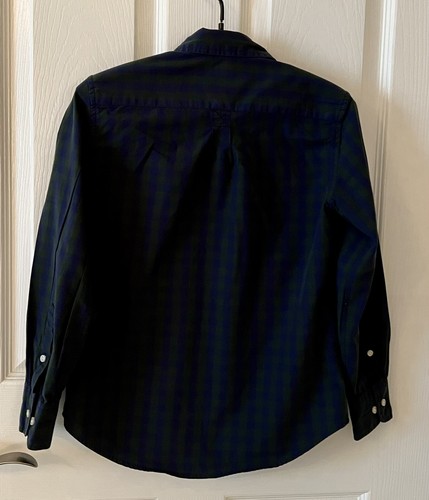 Boys Crewcuts Button Down Shirt Size 10 Long Sleeve Green Navy Plaid - Picture 3 of 4
