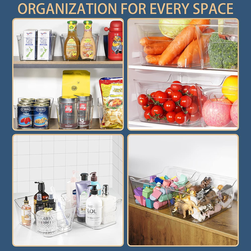 12 Pack Plastic Storage Bins, Multi-Use Organizer Bins, Pantry Organizer, Clear - Picture 5 of 12
