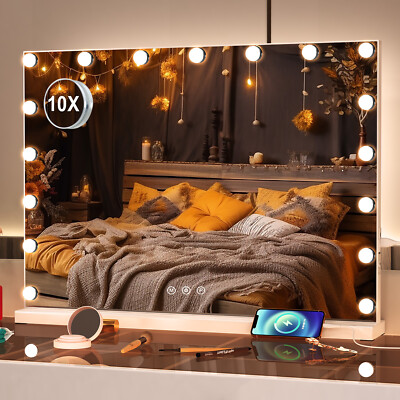 70X55cm Hollywood Makeup Spiegel 17 LED Beleuchtung Mit USB Touch Dimmer Mirrow