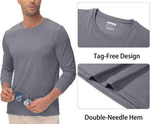 UPF 50+ Men's Sun Protection T-Shirts Long Sleeve Running Fishing Shirts Shirts - Picture 15 of 84