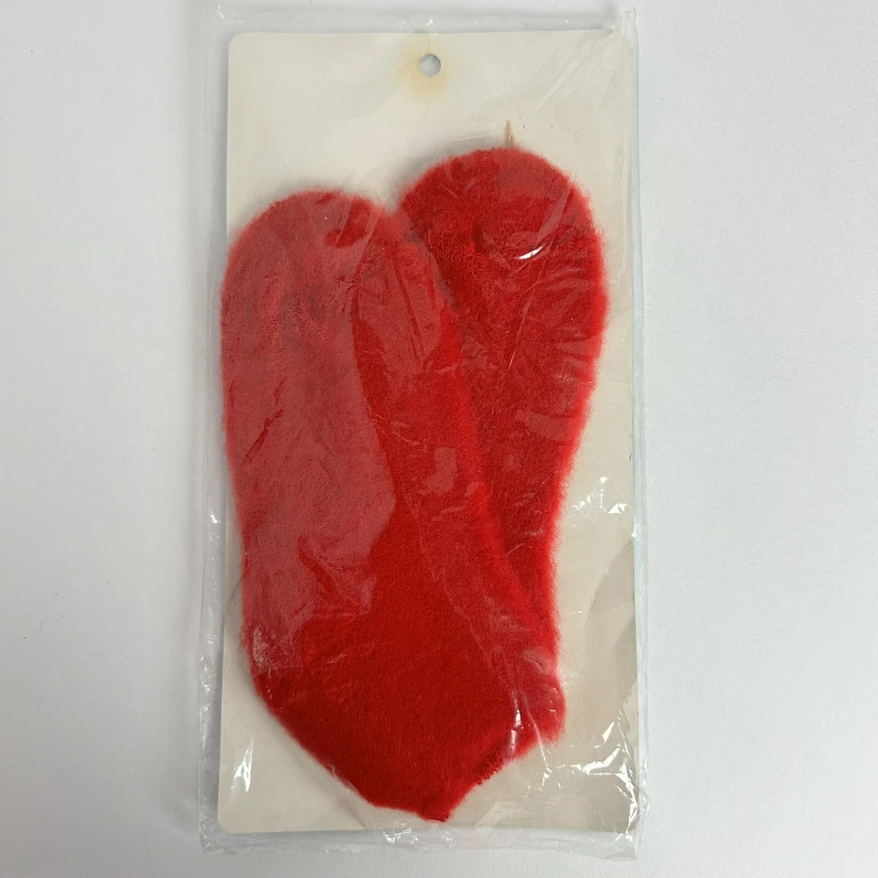 Vintage 1960s Kitt-EES Red Fuzzy Ankle High Size 8-11 One Size Stretch - Image 2 of 2