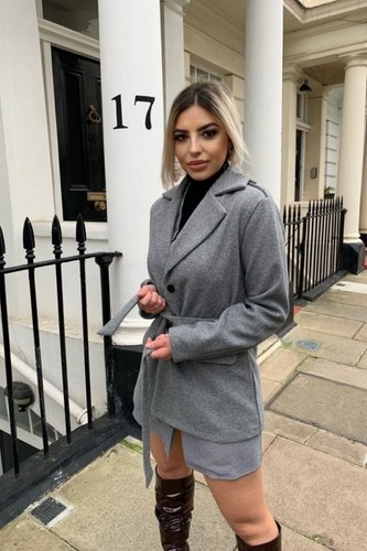 Women Winter Warm Long Sleeve Wool Blend Pea Coat Jacket Blazer Overcoat Outwear - 第 6/7 張圖片