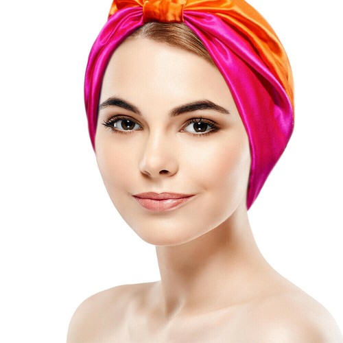 Cappello da donna in pura seta per dormire notte cura capelli styling cofano avvolgente UK - Foto 5 di 24