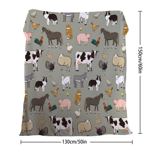 Various Animals Blanket Soft Pig Horse Durable Comfortable Blanket Gift 50"x60" - Picture 2 of 11