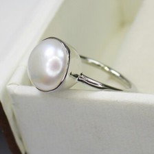Natural White Pearl Ring With 925 Sterling Silver in All Sizes Available