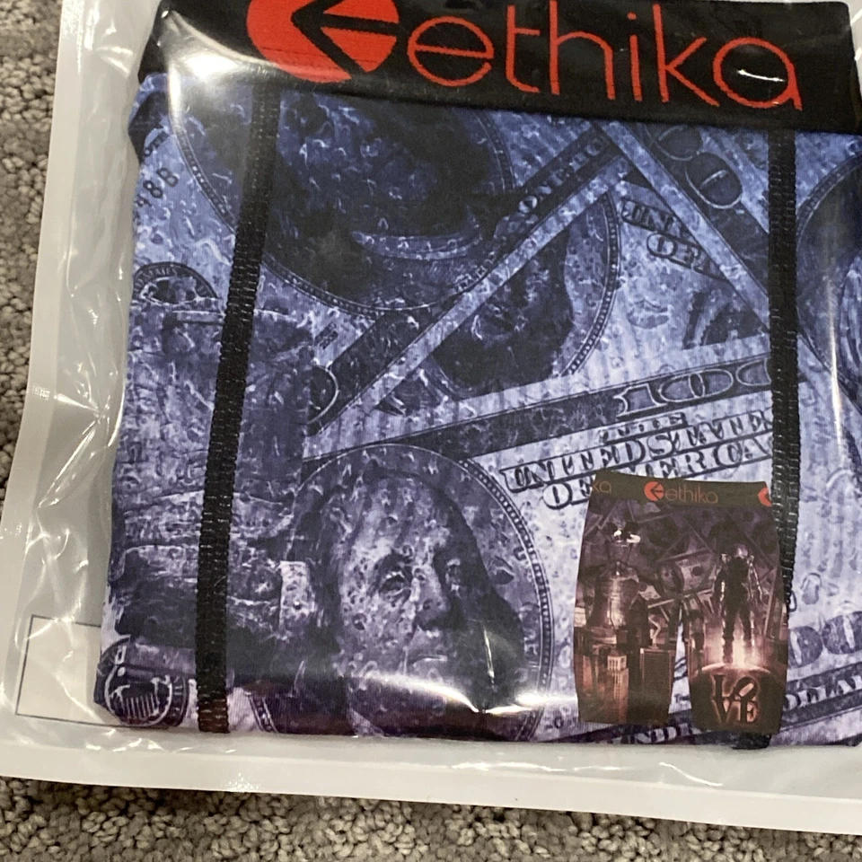 Calzoncillo boxer Ethika The Staple para hombre L ropa interior “billete de $100” 90/10 poli spandex Foto 2 de 4
